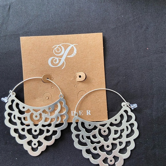 Decorative silver design with hoop closure. 2.75” - Picture 4 of 5